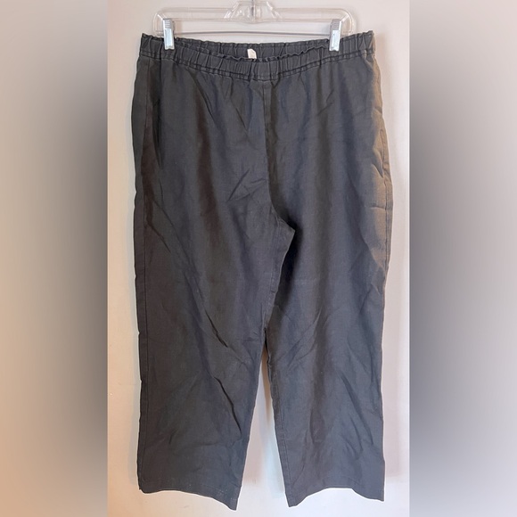 EILEEN FISHER Women's Black Linen Elastic Waist Casual Pants Size M - Picture 1 of 3
